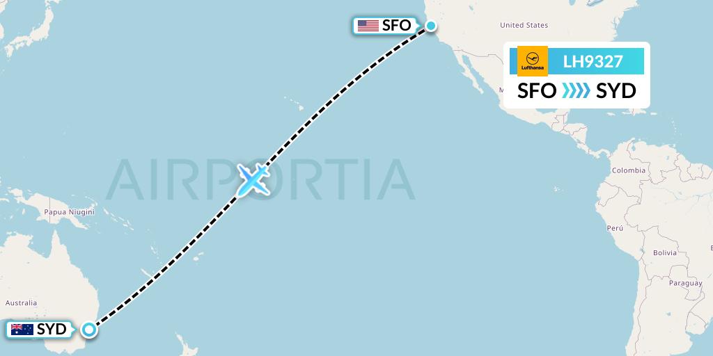 LH9327 Lufthansa Flight Map: San Francisco to Sydney