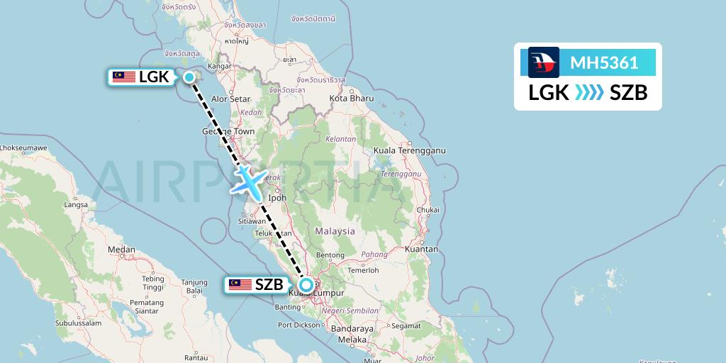 MH5361 Malaysia Airlines Flight Map: Langkawi to Kuala Lumpur