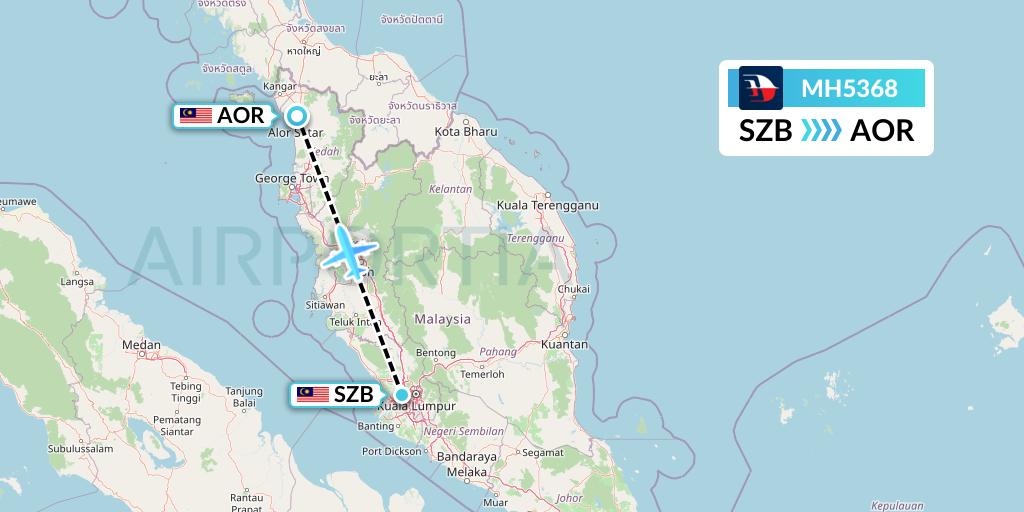 MH5368 Malaysia Airlines Flight Map: Kuala Lumpur to Alor Setar
