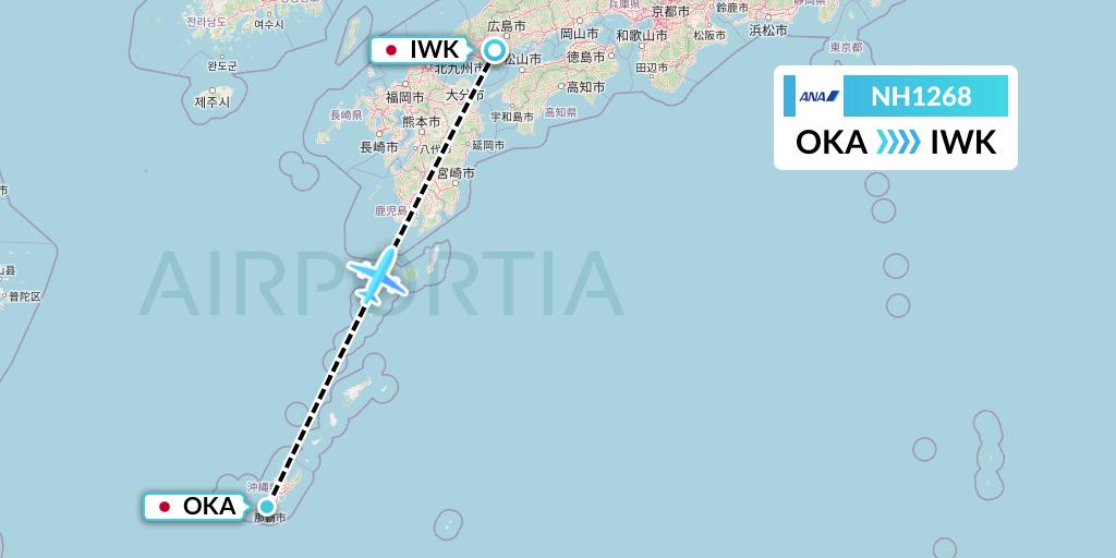 NH1268 All Nippon Airways Flight Map: Naha to Iwakuni