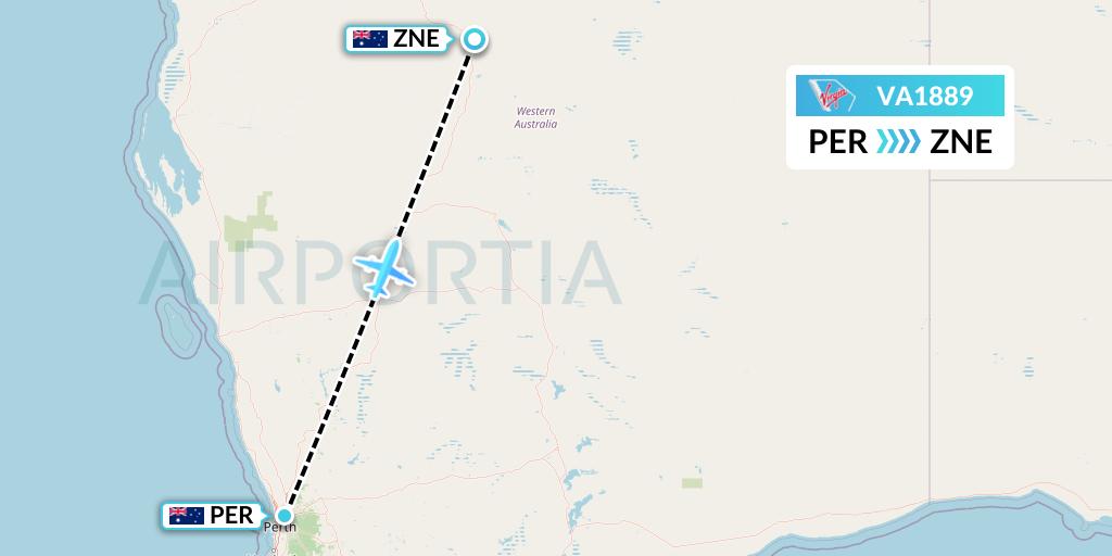 VA1889 Virgin Australia Flight Map: Perth to Newman