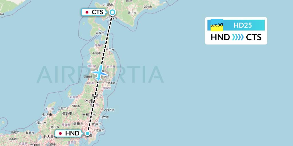 HD25 Air Do Flight Map: Tokyo to Sapporo