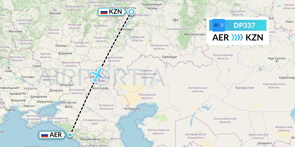 DP337 Pobeda Flight Map: Sochi to Kazan