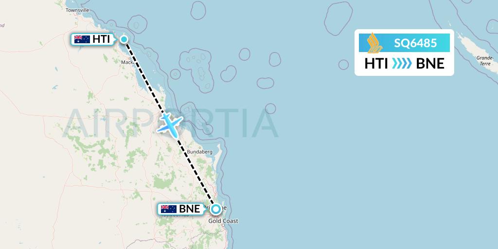 SQ6485 Singapore Airlines Flight Map: Hamilton Island to Brisbane