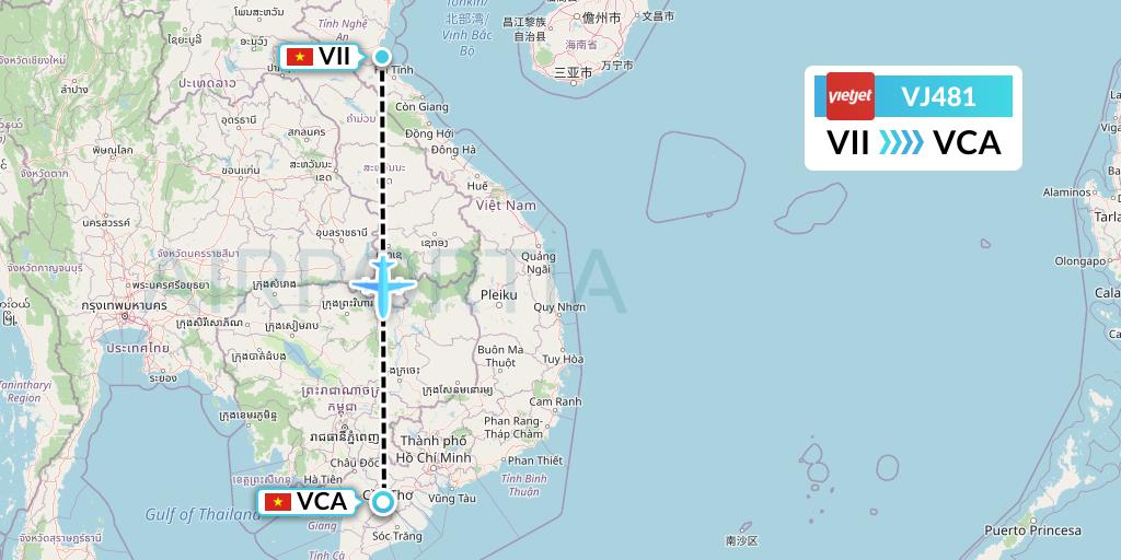 VJ481 VietJet Air Flight Map: Vinh to Can Tho