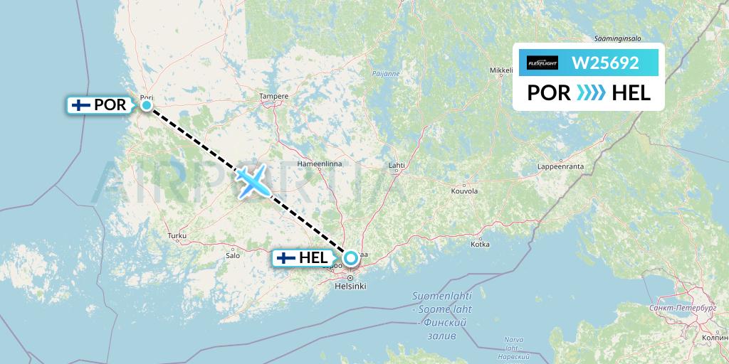 W25692 Flex Flight Flight Map: Pori to Helsinki
