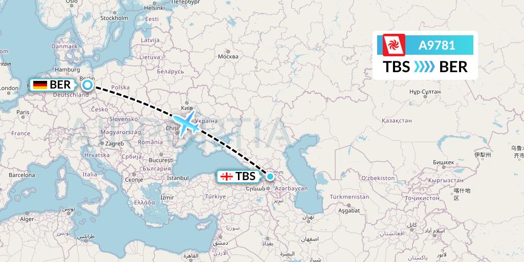 A9781 Georgian Airways Flight Map: Tbilisi to Berlin
