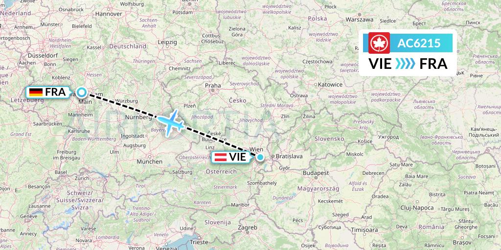 AC6215 Air Canada Flight Map: Vienna to Frankfurt
