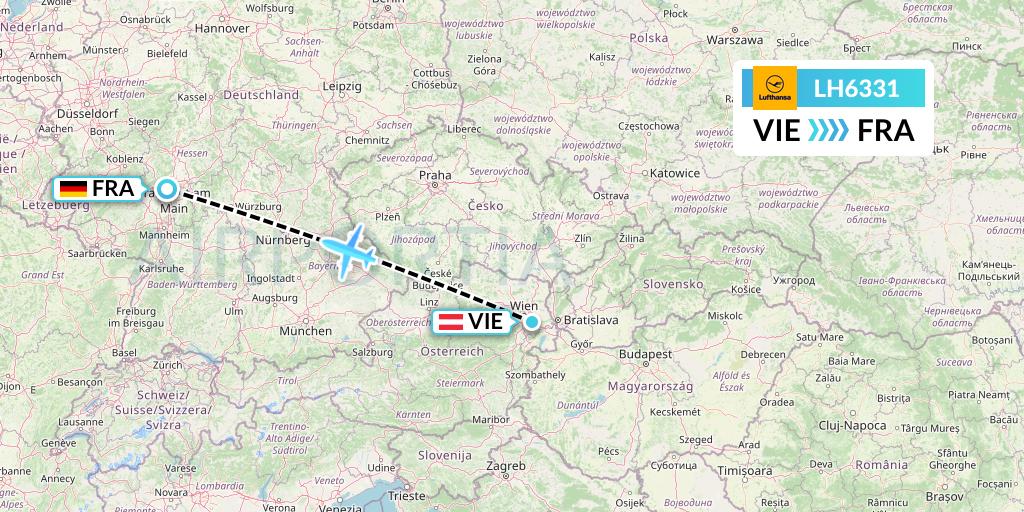 LH6331 Lufthansa Flight Map: Vienna to Frankfurt