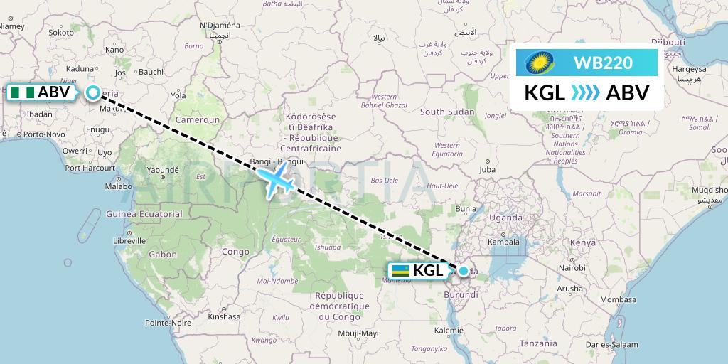 WB220 Flight Status RwandAir Kigali to Abuja (RWD220)