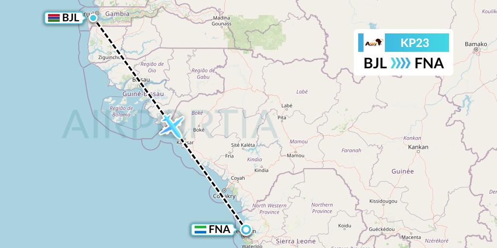 KP23 ASKY Flight Map: Banjul to Freetown