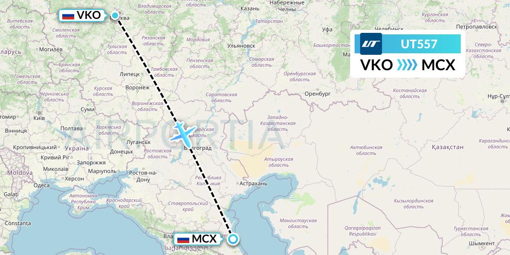 UT557 UTair Flight Map: Moscow to Makhachkala