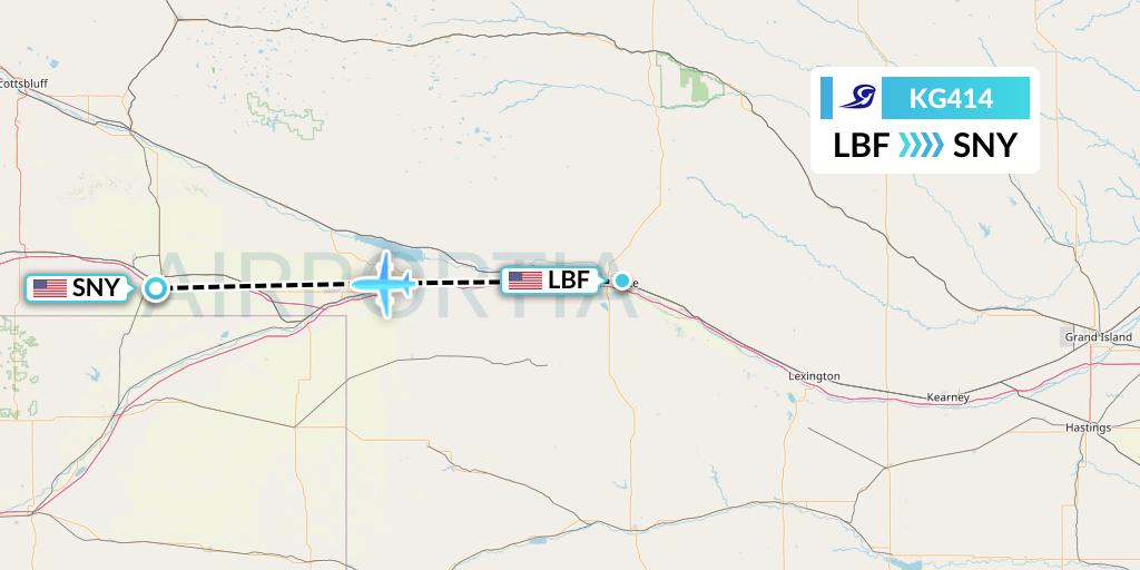 KG414 Key Lime Air Flight Map: North Platte to Sidney