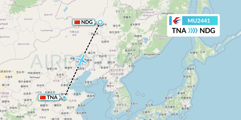 MU2441 China Eastern Airlines Flight Map: Jinan to Qiqihar