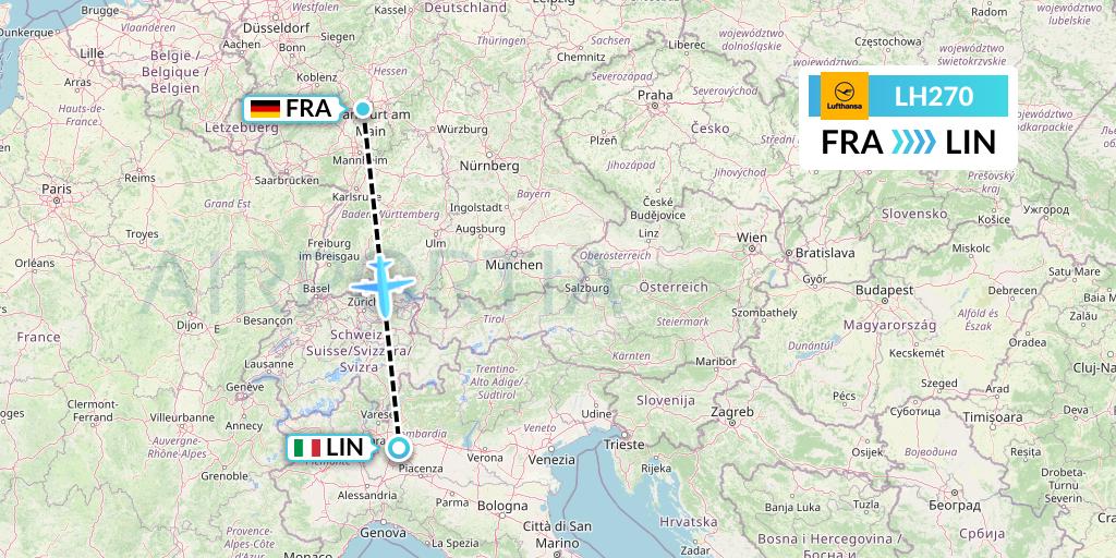 LH270 Lufthansa Flight Map: Frankfurt to Milan