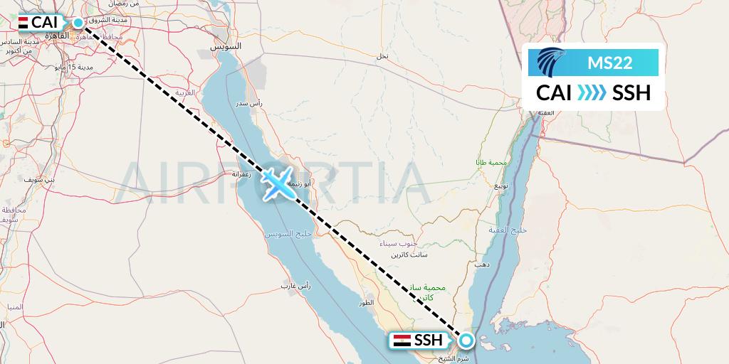 MS22 EgyptAir Flight Map: Cairo to Sharm el-Sheikh