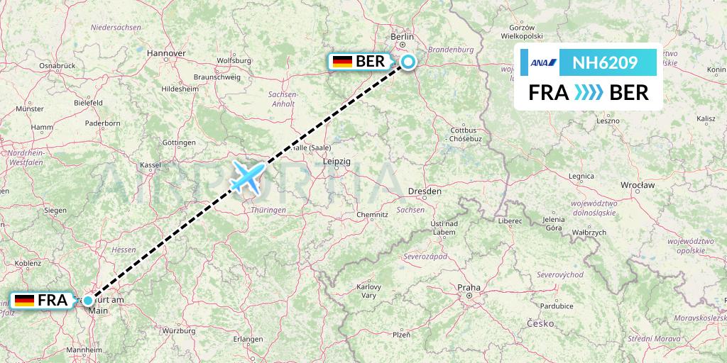 NH6209 All Nippon Airways Flight Map: Frankfurt to Berlin