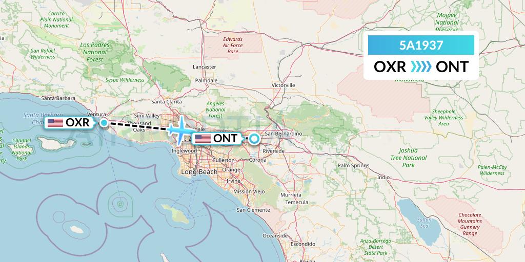 5A1937 Alpine Air Express Flight Map: Oxnard to Ontario