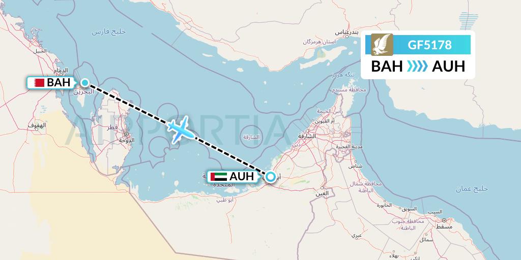 GF5178 Gulf Air Flight Map: Bahrain to Abu Dhabi