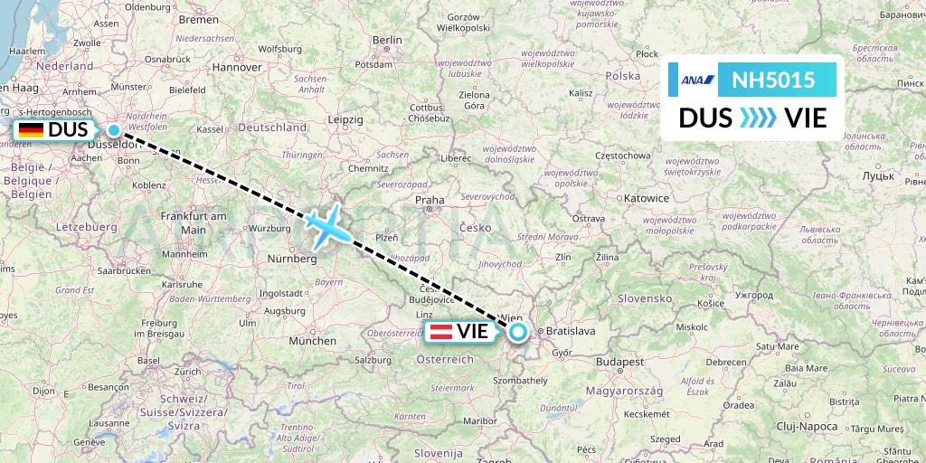 NH5015 All Nippon Airways Flight Map: Dusseldorf to Vienna