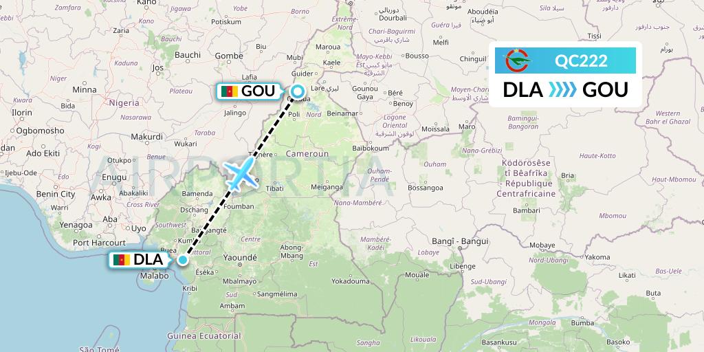 QC222 Camair-Co Flight Map: Douala to Garoua