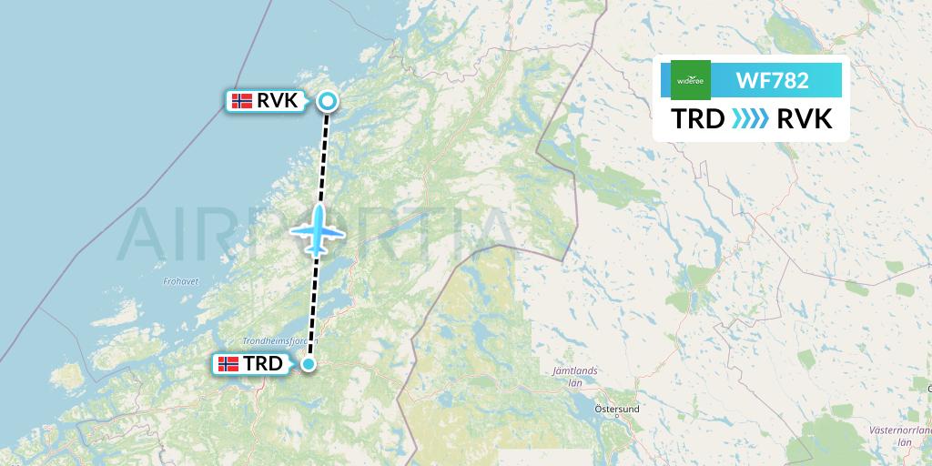 WF782 Wideroe Flight Map: Trondheim to Rorvik