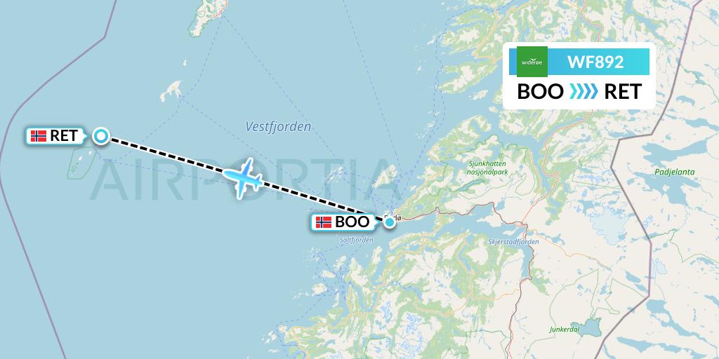 WF892 Wideroe Flight Map: Bodo to Rost