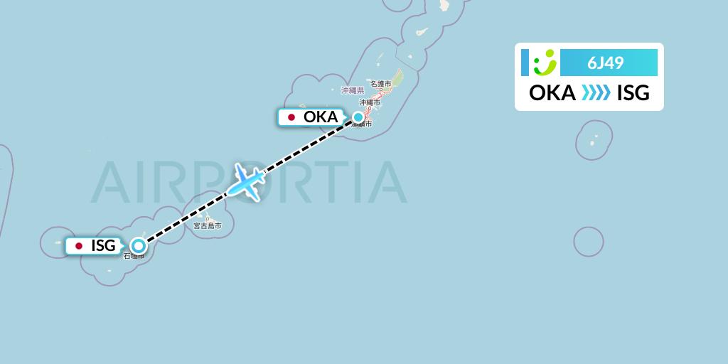 6J49 Solaseed Air Flight Map: Naha to Ishigaki