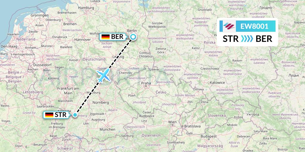 EW8001 Eurowings Flight Map: Stuttgart to Berlin