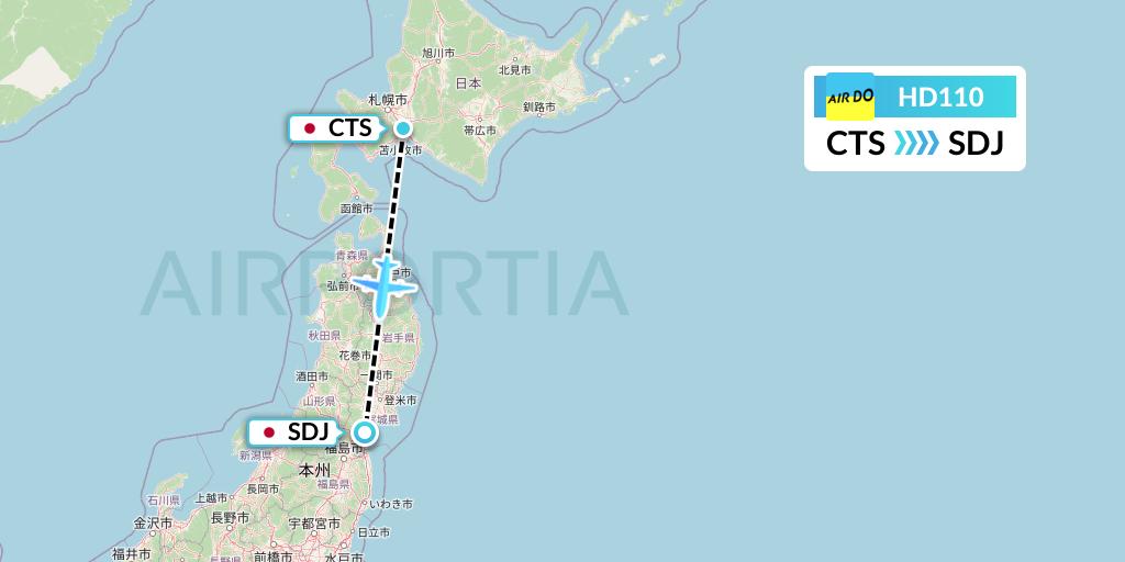 HD110 Air Do Flight Map: Sapporo to Sendai