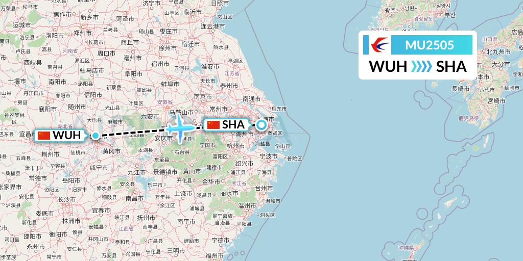 MU2505 China Eastern Airlines Flight Map: Wuhan to Shanghai