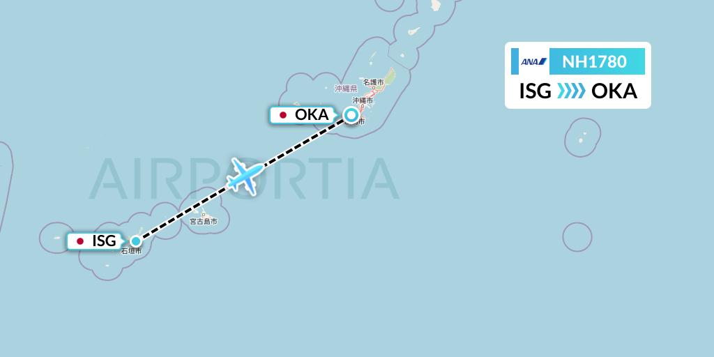 NH1780 All Nippon Airways Flight Map: Ishigaki to Naha