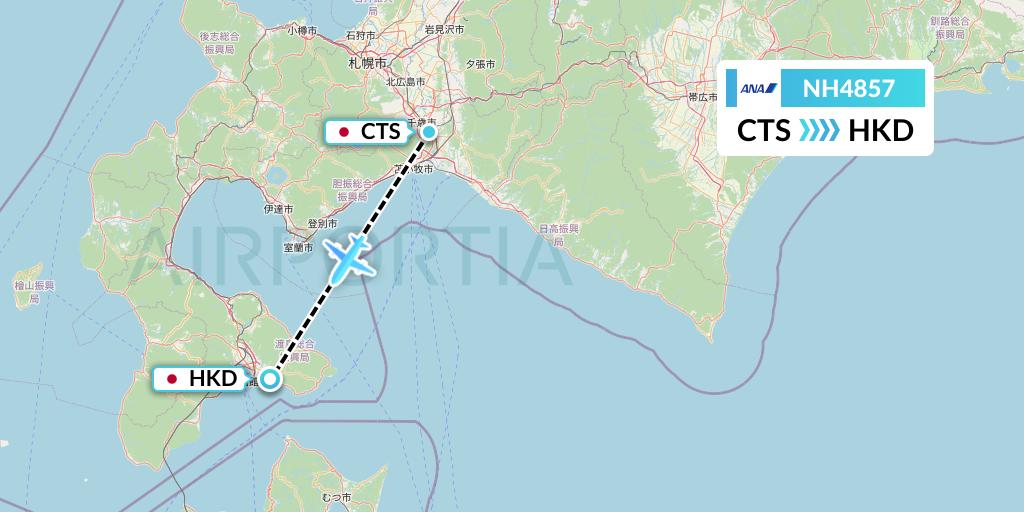 NH4857 All Nippon Airways Flight Map: Sapporo to Hakodate