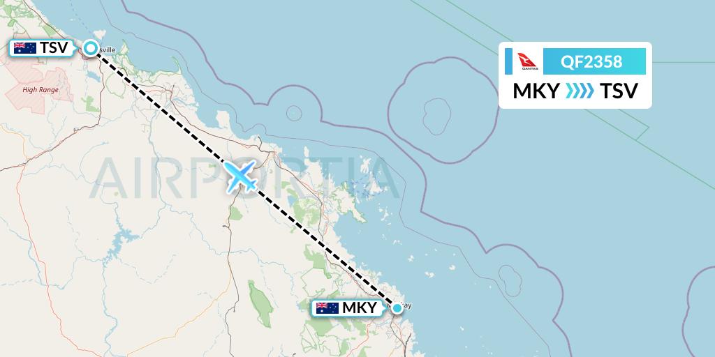 QF2358 Qantas Flight Map: Mackay to Townsville