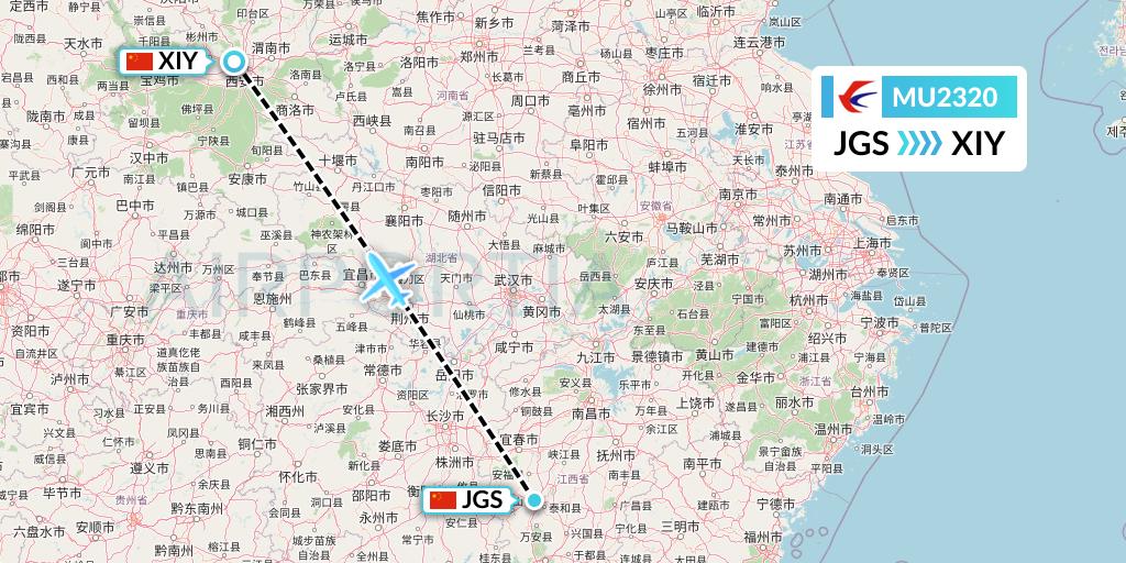 MU2320 China Eastern Airlines Flight Map: Ji'an to Xi'an