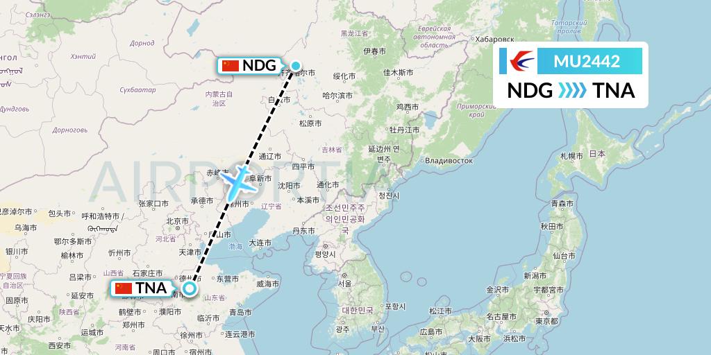MU2442 China Eastern Airlines Flight Map: Qiqihar to Jinan