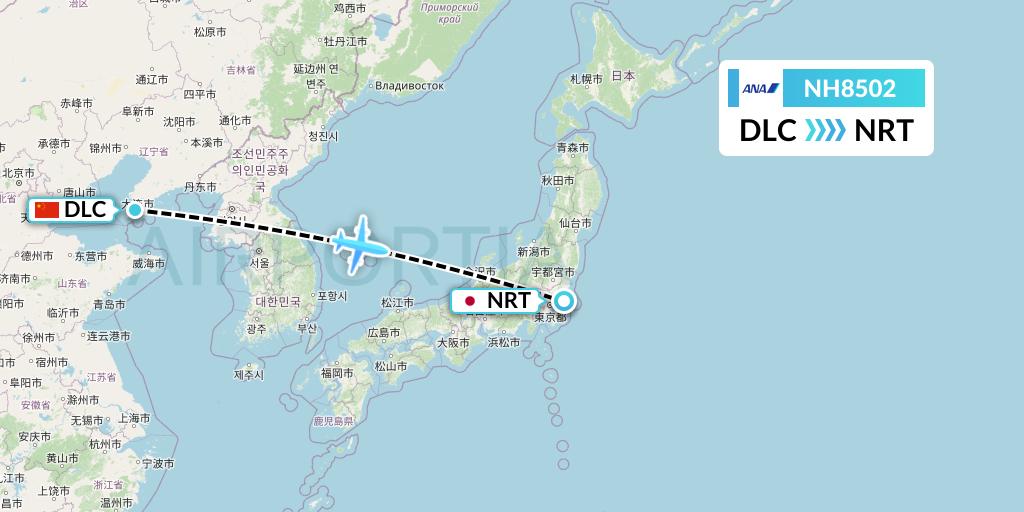 NH8502 All Nippon Airways Flight Map: Dalian to Tokyo