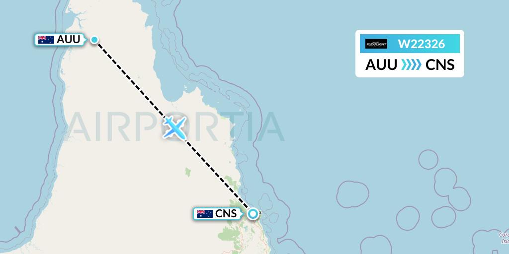 W22326 Flex Flight Flight Map: Aurukun to Cairns