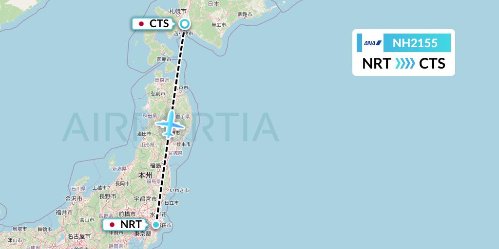NH2155 All Nippon Airways Flight Map: Tokyo to Sapporo
