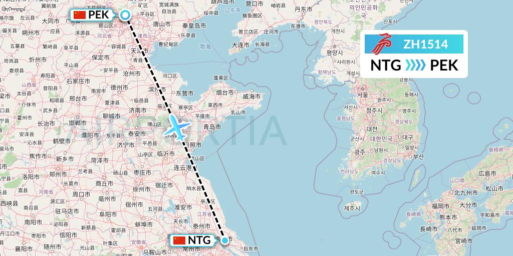 ZH1514 Shenzhen Airlines Flight Map: Nantong to Beijing