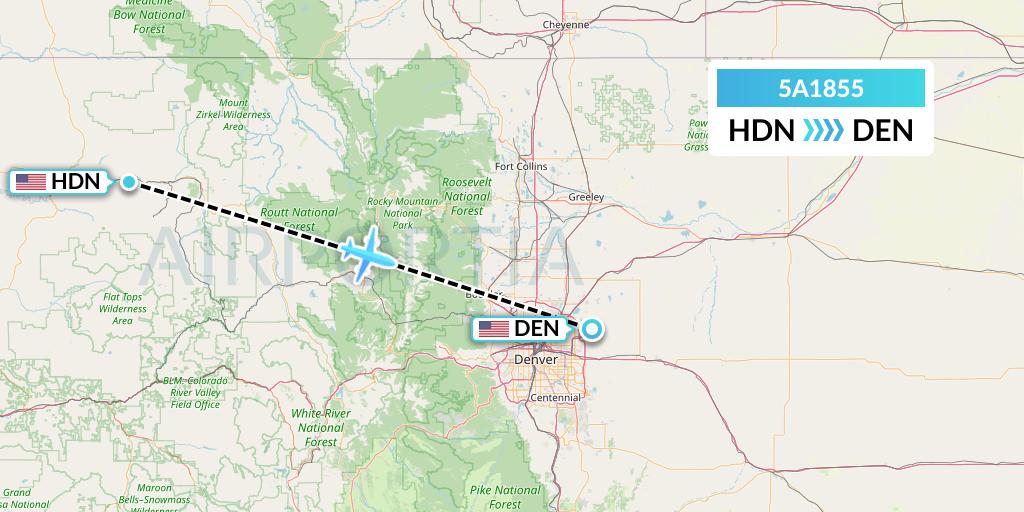 5A1855 Alpine Air Express Flight Map: Hayden to Denver