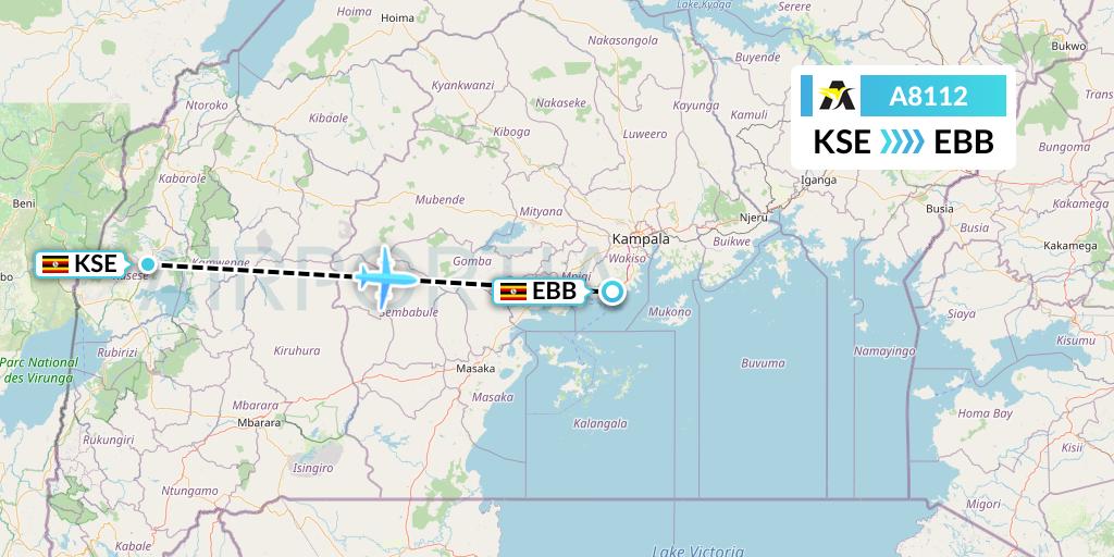 A8112 Aerolink Uganda Flight Map: Kasese to Entebbe