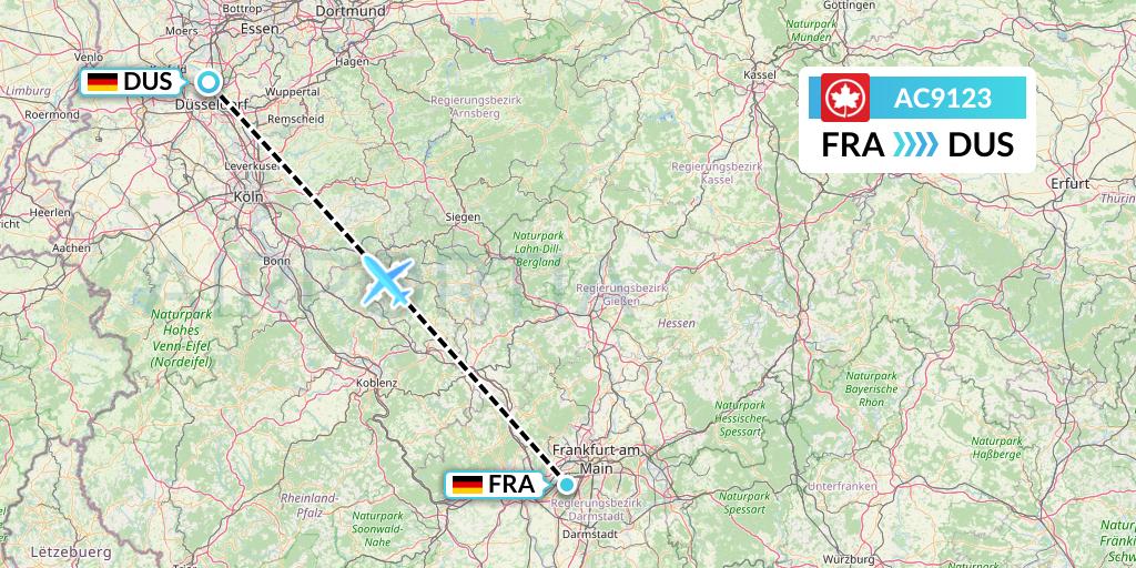 AC9123 Air Canada Flight Map: Frankfurt to Dusseldorf