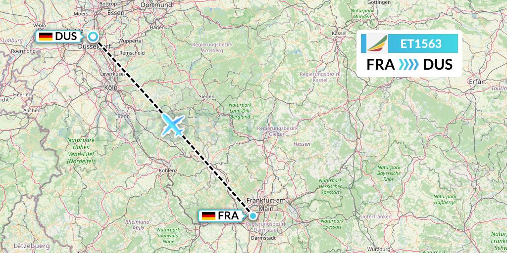 ET1563 Ethiopian Airlines Flight Map: Frankfurt to Dusseldorf