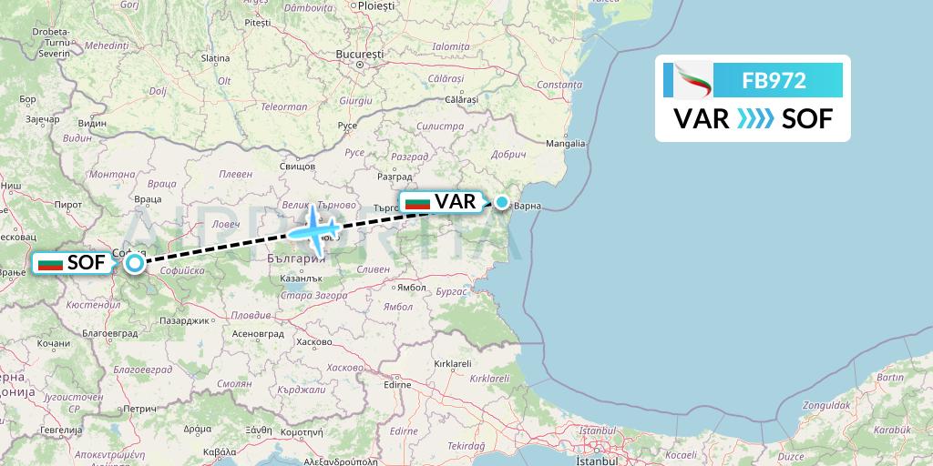 FB972 Bulgaria Air Flight Map: Varna to Sofia