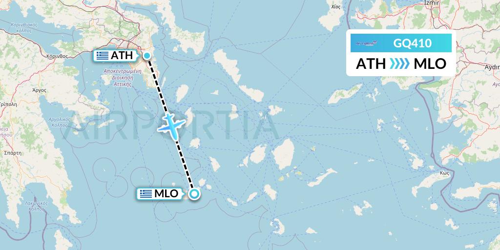 GQ410 Sky Express (Greece) Flight Map: Athens to Milos