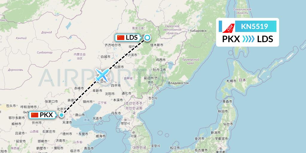 KN5519 China United Airlines Flight Map: Beijing to Yichun