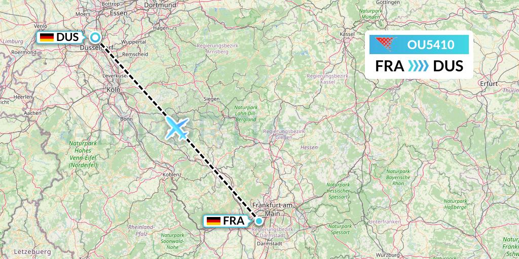 OU5410 Croatia Airlines Flight Map: Frankfurt to Dusseldorf