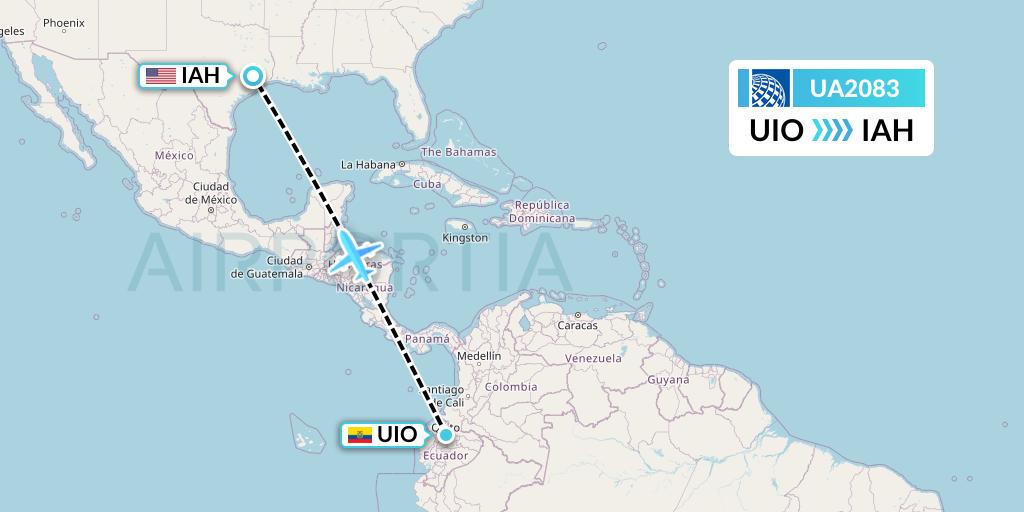 UA2083 United Airlines Flight Map: Quito to Houston