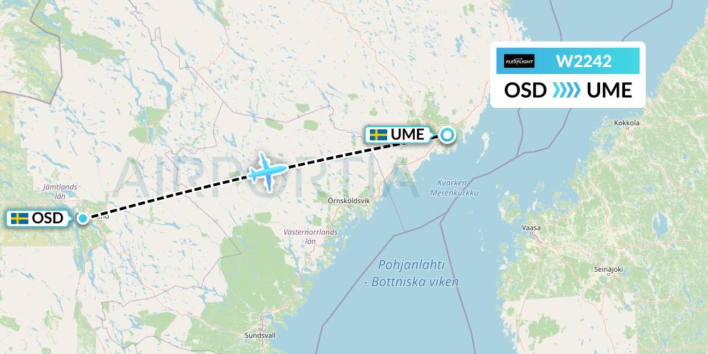 W2242 Flex Flight Flight Map: Ostersund to Umea
